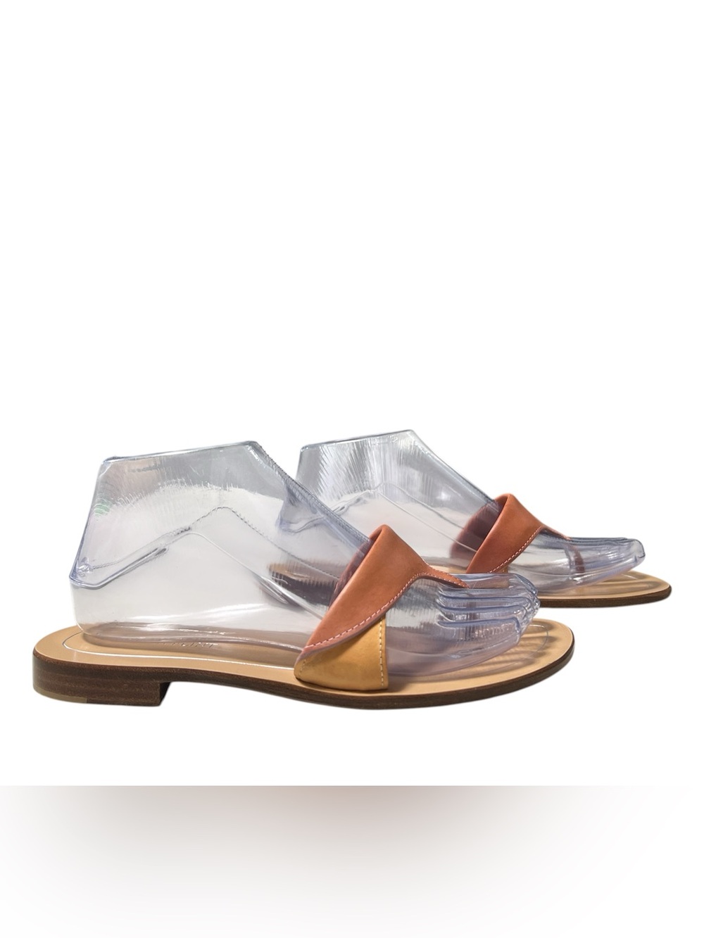 SARAH FLINT Two Tone Leather Thong Sandals